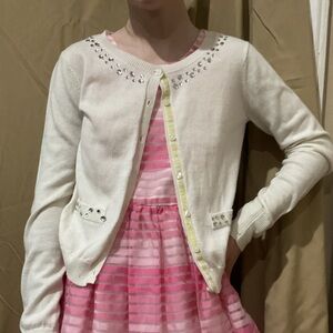 JUSTICE white sweater. WORN ONCE! Girl’s size 14